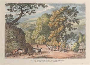 Hytte ved foten av Router Mountain Cornwall, fra Views in Cornwall, april..., 12. april 1812. av Thomas Rowlandson