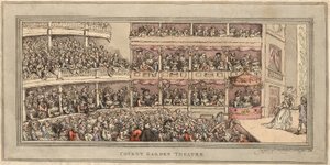 Covent Garden Theatre, pub. Henry Brookes, 1786 (håndfarget etsning) av Thomas Rowlandson