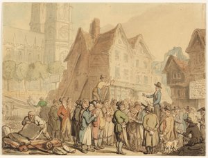 Riving av gamle hus nord for Westminster Abbey av Thomas Rowlandson