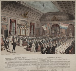 Middag for å feire frigjøringen av Holland fra Frankrike, City of London Tavern, Bishopsgate, 1814 (akvatint) av Thomas Rowlandson