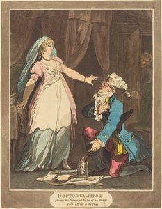 Doktor Gallipot plasserte sin formue ved føttene til sin elskerinne, 1808. av Thomas Rowlandson