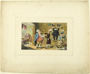 Doctor Syntax and the Book Selger, fra The Tour of Doctor Syntax av Thomas Rowlandson