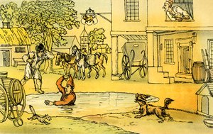 'Dr Syntax underholdt med Pat i dammen' av Thomas Rowlandson
