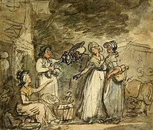 Dr Syntax pruting for ender (penn og blekk og akvarell på papir) av Thomas Rowlandson