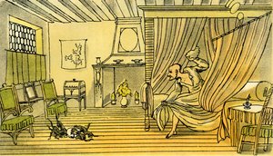 "Dr Syntax mister parykken sin" av Thomas Rowlandson