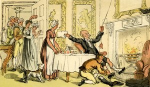 "Dr Syntax forveksler en gentlemanns hus med et vertshus" av Thomas Rowlandson