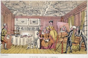 Dr. Syntax maler et portrett - i "" Doctor Syntax sine tre turer på jakt etter den pittoreske trøsten og en kone"" av W. Combe, ill. av Rowlandson, London, Hotten av Thomas Rowlandson