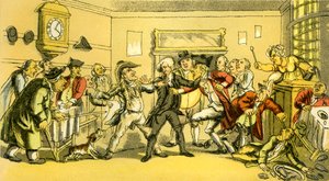'Dr Syntax tilstede på en krangel på et kaffehus' av Thomas Rowlandson
