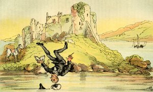 "Dr Syntax faller i vannet" av Thomas Rowlandson