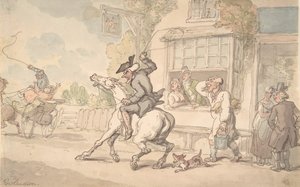 Dr. Syntax with a Balky Horse Before an Inn, 1700-1900-tallet. av Thomas Rowlandson