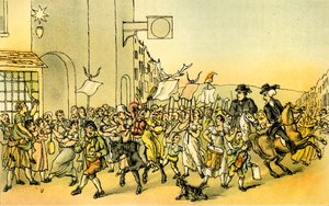"Dr Syntax with the Skimmington-rytterne" av Thomas Rowlandson