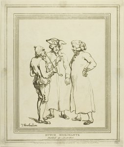 Hollandske kjøpmenn skissert i Amsterdam av Thomas Rowlandson