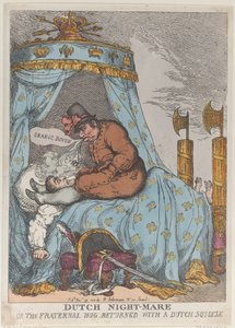 Dutch Night-Mare eller den broderlige klem kom tilbake med en nederlandsk klem, november..., 30. november 1813. av Thomas Rowlandson