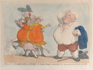 Engelske utstillinger i Paris eller franskmenn forbløffet over vår forbedring i rasen o..., 1812. av Thomas Rowlandson