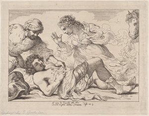 Erminia oppdager den sårede Tancred fra Tasso, Jerusalem Liberated, ca. 1790., ca. 1790. av Thomas Rowlandson