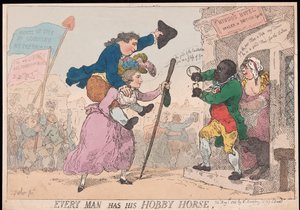 Hver mann har sin hobbyhest, pub. 1784 (håndfarget gravering) av Thomas Rowlandson