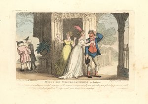 Fasjonabel kvinne som sender en verbal melding via en tosk av Thomas Rowlandson