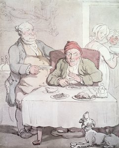 fråtsing (penn og wc på papir) av Thomas Rowlandson