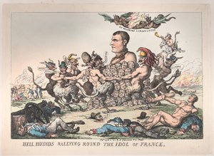 Hell Hounds rally rundt idolet i Frankrike, 8. april 1815., 8. april 1815. av Thomas Rowlandson