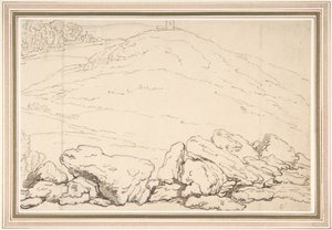 Kupet landskap med steiner av Thomas Rowlandson