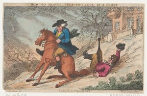 Hvordan reise på to bein i frost, 4. mai 1808., 4. mai 1808. av Thomas Rowlandson
