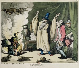 Humbugging or Raising the Devil, 1800 (farge litho) av Thomas Rowlandson