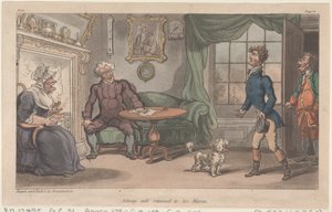 Johnny safe kom tilbake til mammaen sin, fra The Military Adventures of Johnny Newcome, 1815., 1815. av Thomas Rowlandson
