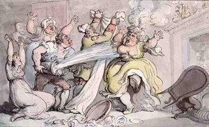 Lady with her Wig on Fire (penn og blekk og akvarell på papir) av Thomas Rowlandson