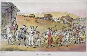 Legen med bønder på innhøstingsfestivalen - i "" Doctor Syntax sine tre turer: på jakt etter den pittoreske trøsten og en kone"" av William Combe, ill. Rowlandson av Thomas Rowlandson