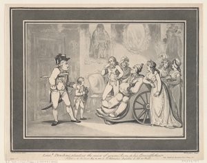 Løytnant Bowling forsvarer unge Rorys sak til sin bestefar, 12. mai 1800., 12. mai 1800. av Thomas Rowlandson
