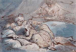Love in the East, ca. 1787 (penn- og fargevask) av Thomas Rowlandson