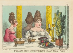 Fru Very, restaurantinnehaver, Palais Royal i Paris av Thomas Rowlandson