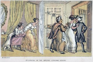 Maison close - i "" Doctor Syntax sine tre turer på jakt etter den pittoreske trøsten og en kone"" av William Combe, syk. av Rowlandson, John Camden Hotten, Picadilly, London av Thomas Rowlandson