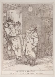 Londons elendigheter, eller en sur og frekk drosjesjåfør fra Hackney av Thomas Rowlandson