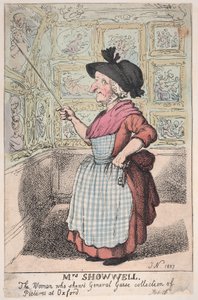 Fru Showell, kvinnen som viser General Guises bildesamling på O..., 26. februar 1807. av Thomas Rowlandson
