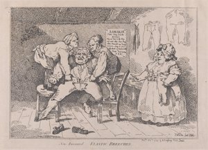 Nye oppfunnet elastiske ridebukser, 1. november 1784., 1. november 1784. av Thomas Rowlandson