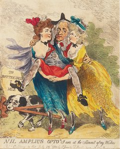 Nil Amplius Opto Jeg er på toppen av mine ønsker, pub. 1780 (håndfarget gravering av Thomas Rowlandson