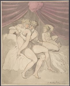 Et nakent par som omfavner hverandre av Thomas Rowlandson