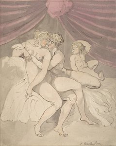 Omfavnende nakene par, 1780-1827. av Thomas Rowlandson