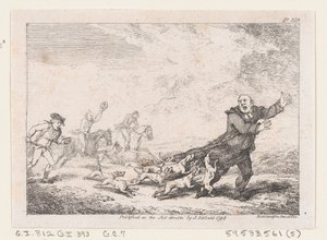 Parson Adams engasjert i et farlig jakteventyr, fra The Adventures of Joseph Andre..., 1792. av Thomas Rowlandson