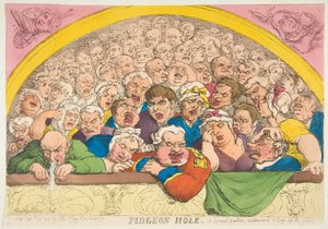 Duehull. A Convent Garden Contrivance to Cope up the Gods, 20. februar 1811. av Thomas Rowlandson