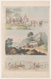 Plate 10, konturer av figurer, landskap og storfe...til bruk for elever, ..., 6. august 1790. av Thomas Rowlandson