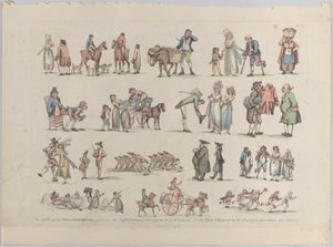 Plate 6, konturer av figurer, landskap og storfe...til bruk for elever, Ju..., 20. juni 1790. av Thomas Rowlandson