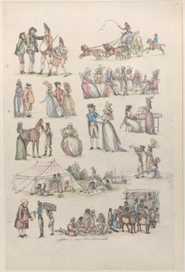 Plate 7, konturer av figurer, landskap og storfe...til bruk for elever, Ju..., 27. juni 1790. av Thomas Rowlandson