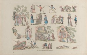 Plate 8, omriss av figurer, landskap og storfe...til bruk for elever, Ju..., 20. juni 1790. av Thomas Rowlandson