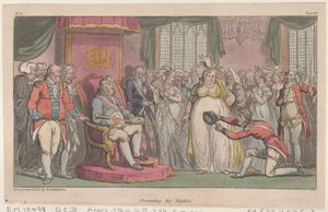 Presenterer trofeene, fra The Military Adventures of Johnny Newcome, 1815., 1815. av Thomas Rowlandson