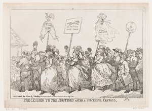 Procession to The Hustings After A Successful Canvass, 30. april 1784., 30. april 1784. av Thomas Rowlandson