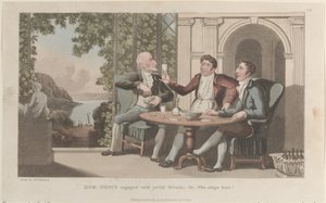 Quae Genus Engaged with Jovial Friends, or-Who Sings Best, fra The History o..., 1. januar 1822. av Thomas Rowlandson