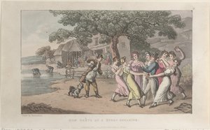 Quae Genus ved en saueklipping, fra The History of Johnny Quae Genus, The Li..., 1. februar 1822. av Thomas Rowlandson