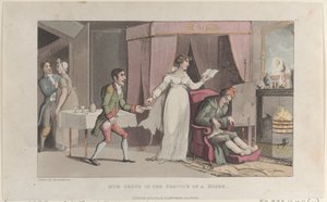 Quae Genus in the Service of a Miser, fra The History of Johnny Quae Genus, T..., 1. oktober 1821. av Thomas Rowlandson
